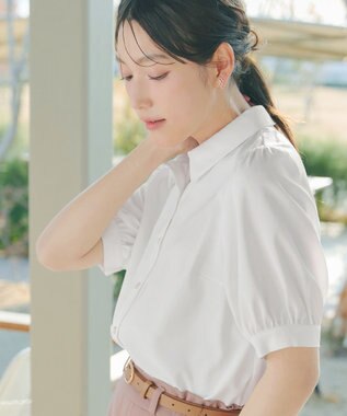 Tiaclasse L 【新色追加】パフスリーブシャツブラウス オフホワイト
