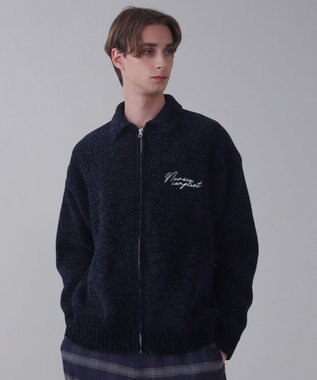 WEGO 【ユニセックス着用ITEM】ベロアモールワンポイントZIPカーディガン