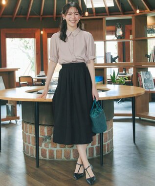 Tiaclasse 【新色追加】パフスリーブシャツブラウス グレージュ