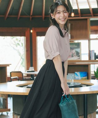 Tiaclasse 【新色追加】パフスリーブシャツブラウス グレージュ