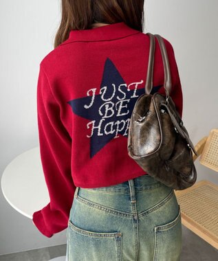 WEGO WZIPスターモチーフニット ワイン