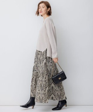 23区 L 【洗える】ウールミドルゲージ Vネック ニット ベージュ系