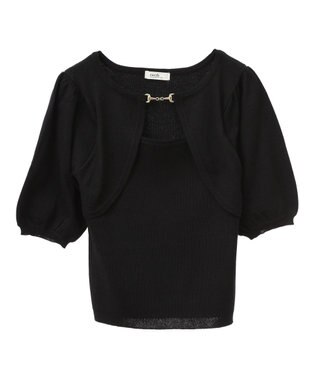 earth music&ecology ビット付きニットプルオーバー Black