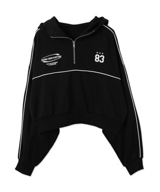 WEGO パイピングハーフジッププルパーカー ブラック