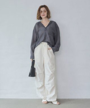 WEGO 【ウエストゴム】イージーパラシュートカーゴパンツ オフホワイト