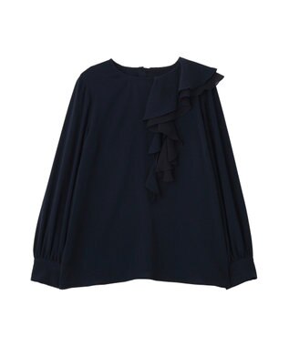 YECCA VECCA アシメラッフルブラウス Navy