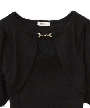 earth music&ecology ビット付きニットプルオーバー Black