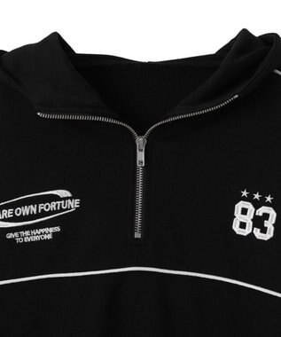 WEGO パイピングハーフジッププルパーカー ブラック