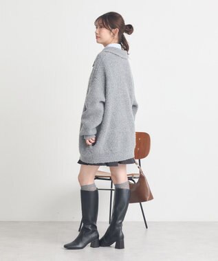 earth music&ecology 襟付きニットアウター Gray Mixture