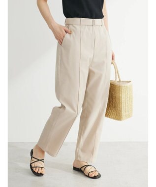 Green Parks 綿麻混バックルベルト付テーパードパンツ Light Beige