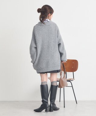 earth music&ecology 襟付きニットアウター Gray Mixture