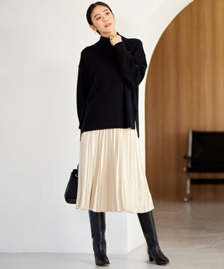 自由区 【WEB限定・洗える】ロイヤルサテンプリーツ スカート ベージュ