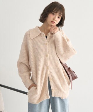 earth music&ecology 襟付きニットアウター Light Beige