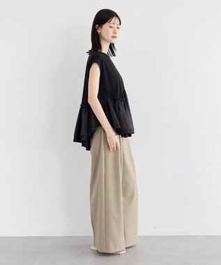 YECCA VECCA アシメペプラムカットソー Black