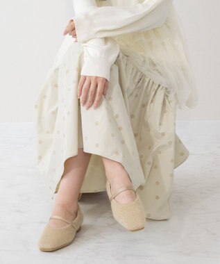 Bridget Birkin 【Bridget Birkin】エラスティックバンドもこもこスクエアバレエシューズ ベージュ