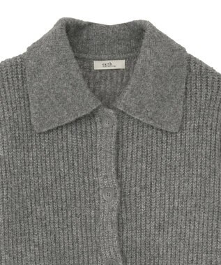 earth music&ecology 襟付きニットアウター Gray Mixture