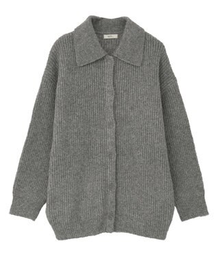 earth music&ecology 襟付きニットアウター Gray Mixture