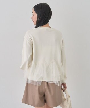 earth music&ecology チュールヘムニットプルオーバー Ivory