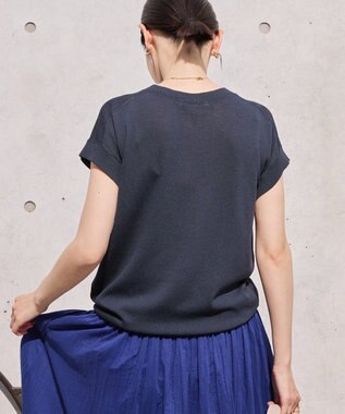 AMERICAN HOLIC 【接触冷感】フレンチスリーブニットプルオーバー Navy