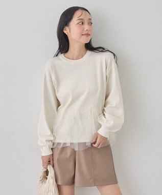 earth music&ecology チュールヘムニットプルオーバー Ivory