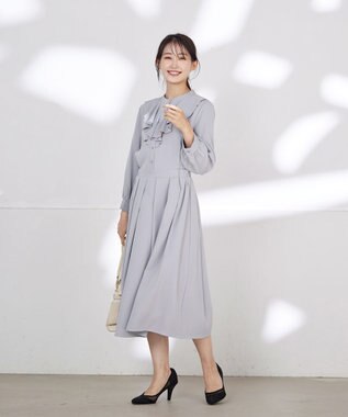 Tiaclasse 【洗える】ラッフルフリルワンピース サックスグレー