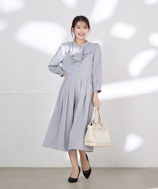 Tiaclasse 【洗える】ラッフルフリルワンピース サックスグレー