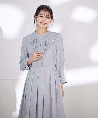 Tiaclasse 【洗える】ラッフルフリルワンピース サックスグレー