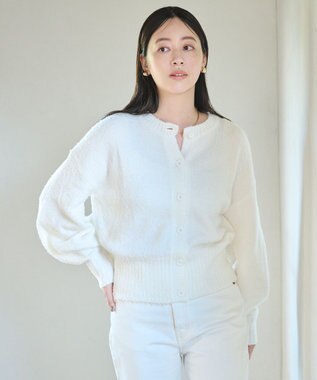 #Newans 【洗える】ボリュームスリーブニットカーディガン ホワイト系