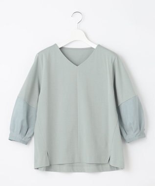自由区 【洗える】エッセンシャルポンチ Vネックカットソー ライトグリーン系