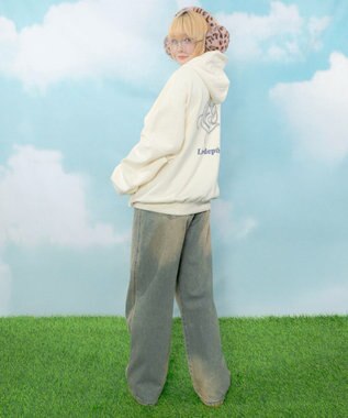 WEGO 【ユニセックス着用ITEM】ハートモチーフプルパーカー ホワイトアイボリー