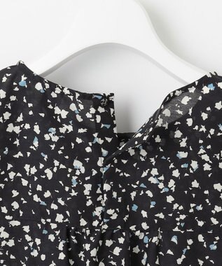 J.PRESS LADIES 【洗える】スパンローンフラワープリント クルーネック ブラウス ネイビーベース系