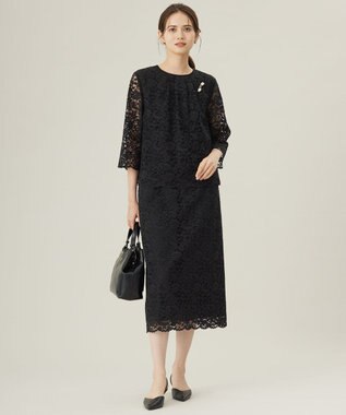 自由区 【セットアップ対応・洗える】フルールスカラレースプルオーバー ブラウス ブラック