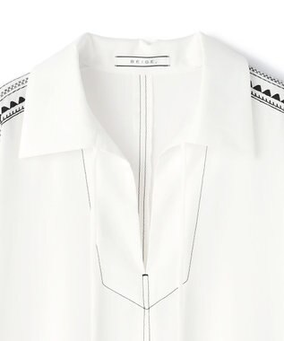 BEIGE， AXI / 刺繍ステッチ ドルマンロングドレス Ecru