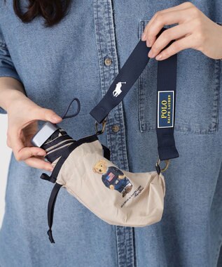 MOONBAT POLO RALPH LAUREN(ポロ ラルフローレン)FLAG BEAR 無地 5段折りたたみ傘 簡単開閉 ベージュ