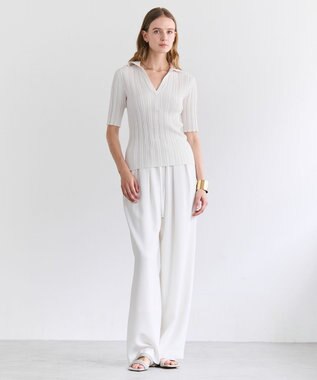 BEIGE， LABRADO / ランダムリブ スキッパーニット Ecru