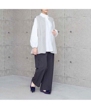 MODE ET JACOMO <MODE ET JACOMO>コンビファー付きフラットパンプス ネイビースエード