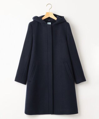 組曲 【2WAY・WEB限定】ショートビーバー フーディーロングコート ネイビー系