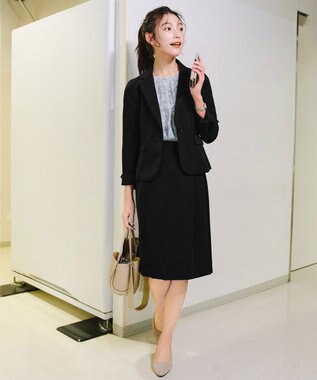 Tiaclasse L 【ダブルクロス・洗える】テーラードジャケット ブラック