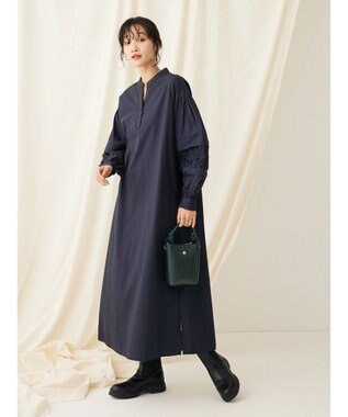 CRAFT STANDARD BOUTIQUE 袖レース使いワンピース Dark Navy