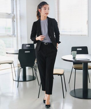 Tiaclasse L 【ダブルクロス・洗える】テーラードジャケット ブラック