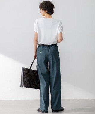 23区 【Oggi5月号掲載/洗える】リネンレーヨンストレッチ ワイド パンツ ダークグリーン系