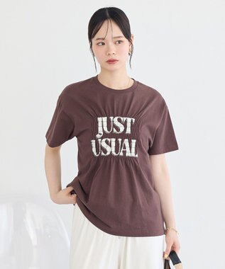 earth music&ecology シャーリングロゴTシャツ Brown