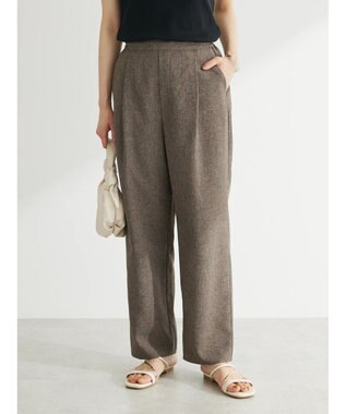 Green Parks 麻調ストレートパンツ Brown