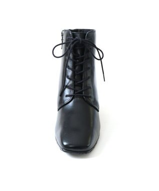 Pointer 内側ファスナー 本革レースアップショートブーツ ブラック