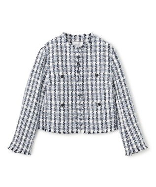 BEIGE， BERYL / ファンシーツイードノーカラージャケット Navy Mix