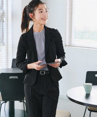 Tiaclasse L 【ダブルクロス・洗える】テーラードジャケット ブラック