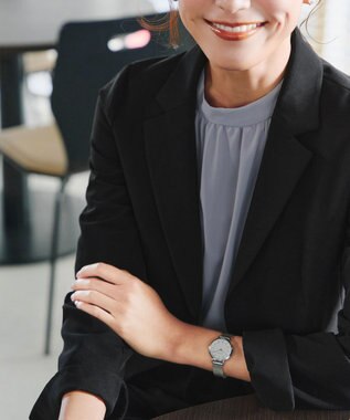 Tiaclasse L 【ダブルクロス・洗える】テーラードジャケット ブラック