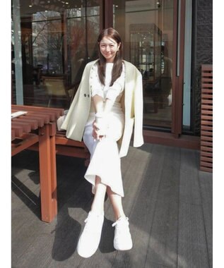 Green Parks フレアニットワンピース White