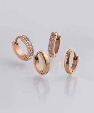 Phoebe 【金属アレルギー対応】ワンタッチビジューフープミニピアス　ローズゴールド/サージカルステンレス ローズゴールド