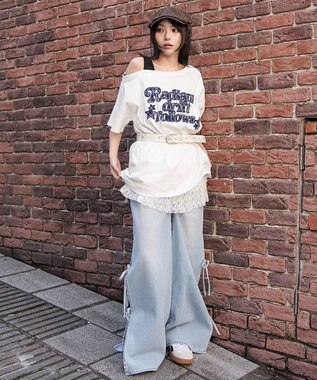 WEGO タンクレイヤードワンショルビッグT ホワイト